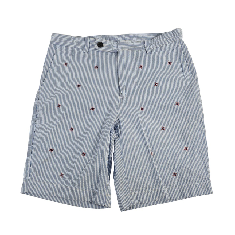 Brooks Brothers Red Fleece‎ Seersucker Shorts Men 32 Blue White Stripe  Nautical
